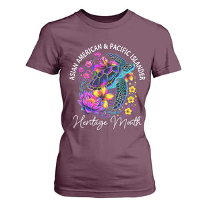 AAPI Asian American and Pacific Islander Heritage Month T Shirt For Women Floral Sea Turtle TS11 Maroon Print Your Wear