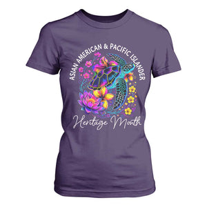 AAPI Asian American and Pacific Islander Heritage Month T Shirt For Women Floral Sea Turtle TS11 Purple Print Your Wear