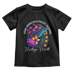 AAPI Asian American and Pacific Islander Heritage Month Toddler T Shirt Floral Sea Turtle TS11 Black Print Your Wear