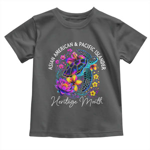 AAPI Asian American and Pacific Islander Heritage Month Toddler T Shirt Floral Sea Turtle TS11 Dark Heather Print Your Wear