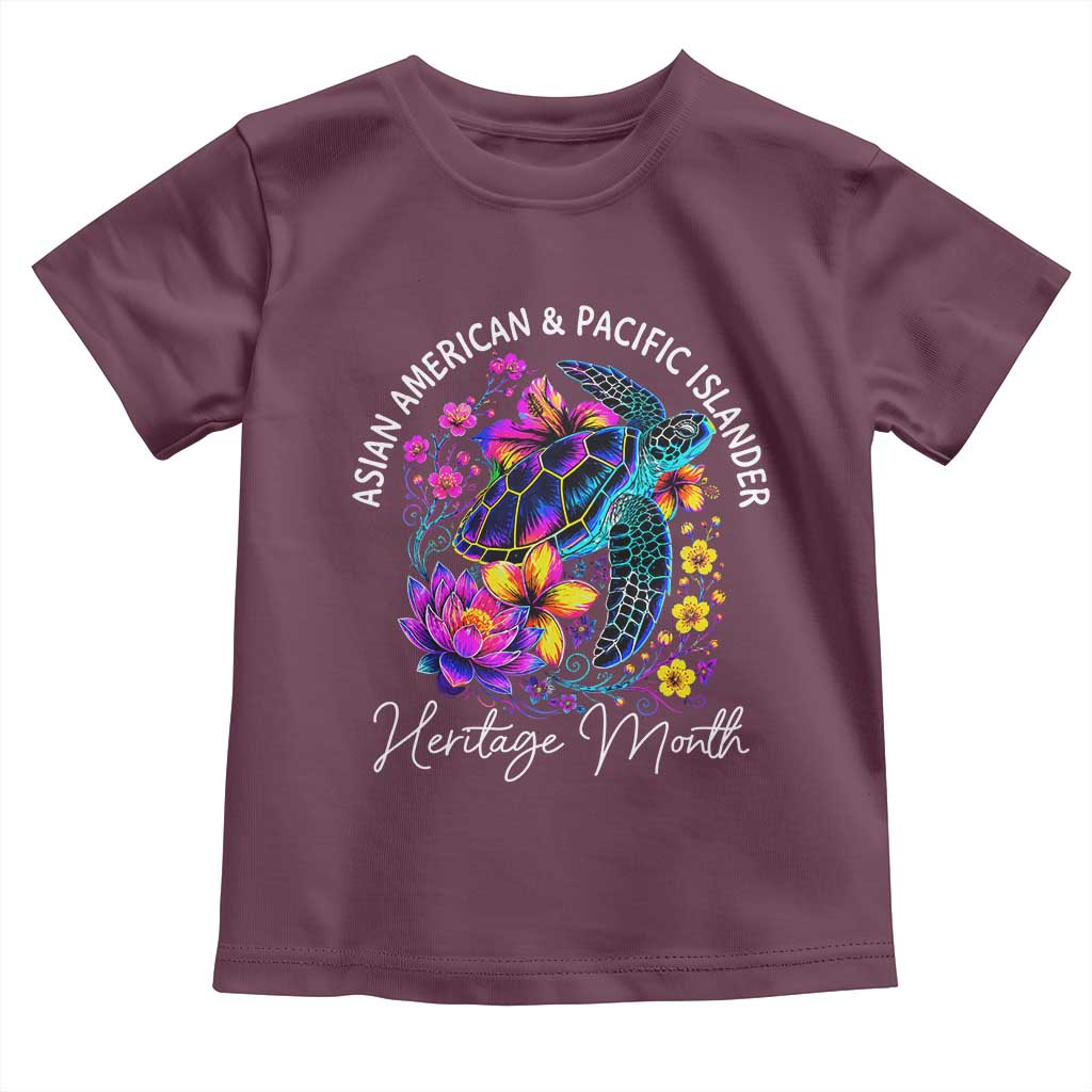 AAPI Asian American and Pacific Islander Heritage Month Toddler T Shirt Floral Sea Turtle TS11 Maroon Print Your Wear