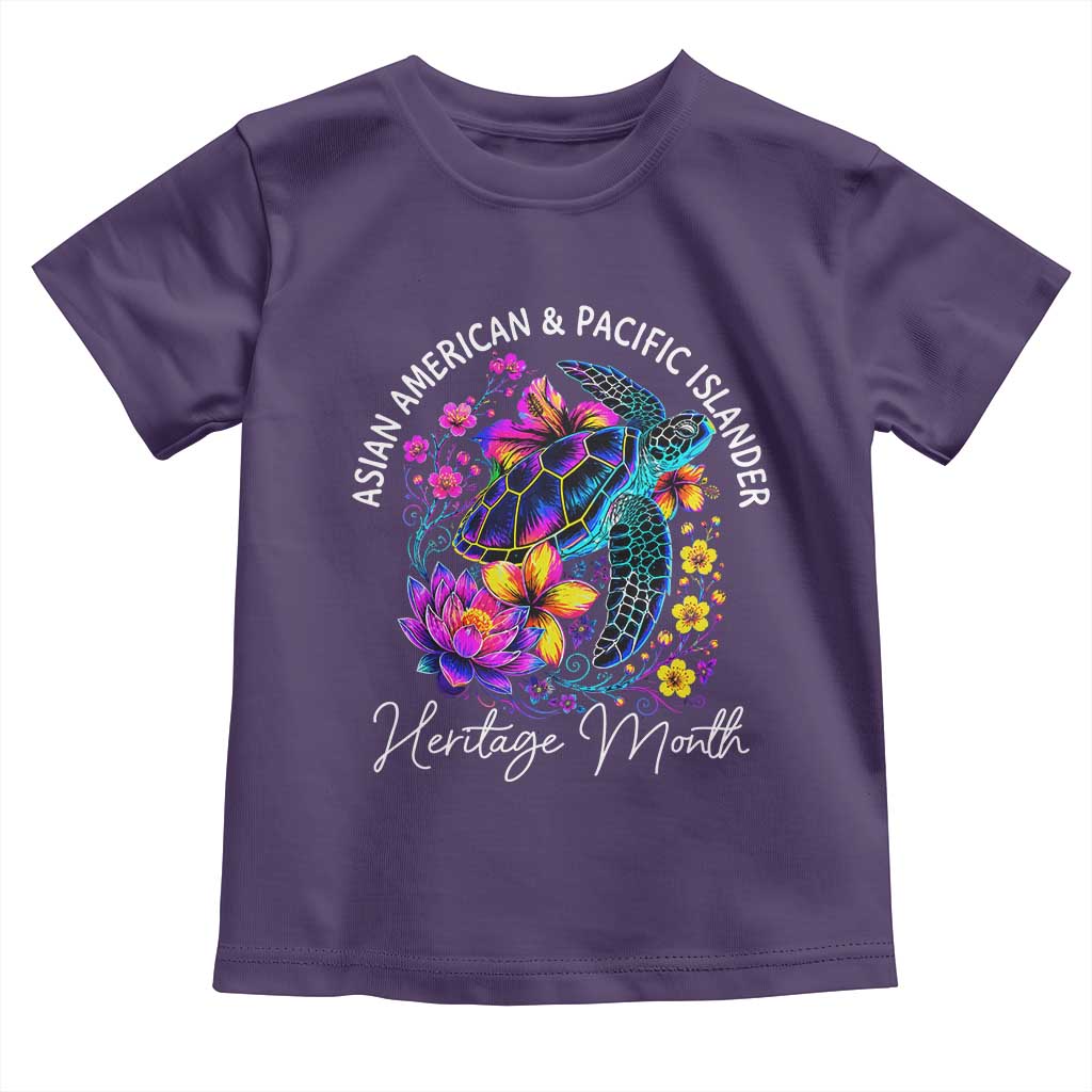 AAPI Asian American and Pacific Islander Heritage Month Toddler T Shirt Floral Sea Turtle TS11 Purple Print Your Wear