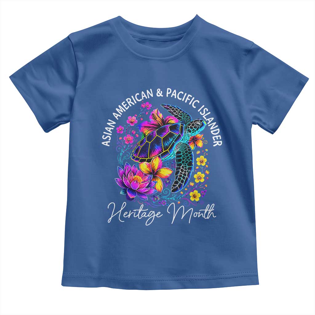 AAPI Asian American and Pacific Islander Heritage Month Toddler T Shirt Floral Sea Turtle TS11 Royal Blue Print Your Wear
