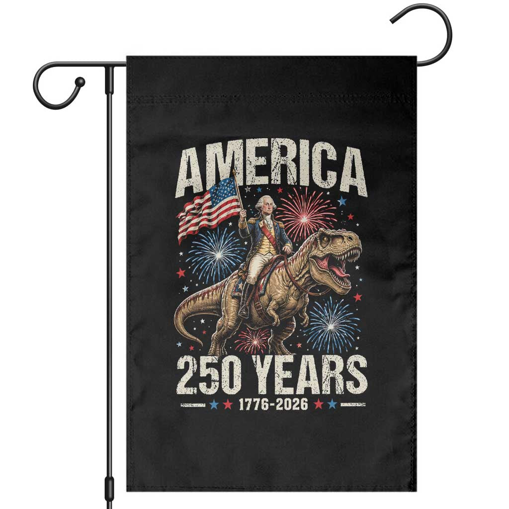 America 250 Years George Washington Riding Tyrannosaurus Rex Garden Flag TS11 Black Print Your Wear