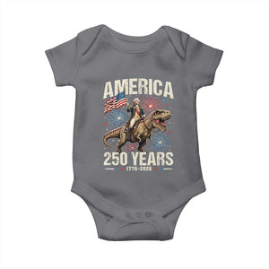 America 250 Years George Washington Riding Tyrannosaurus Rex Baby Onesie TS11 Charcoal Print Your Wear