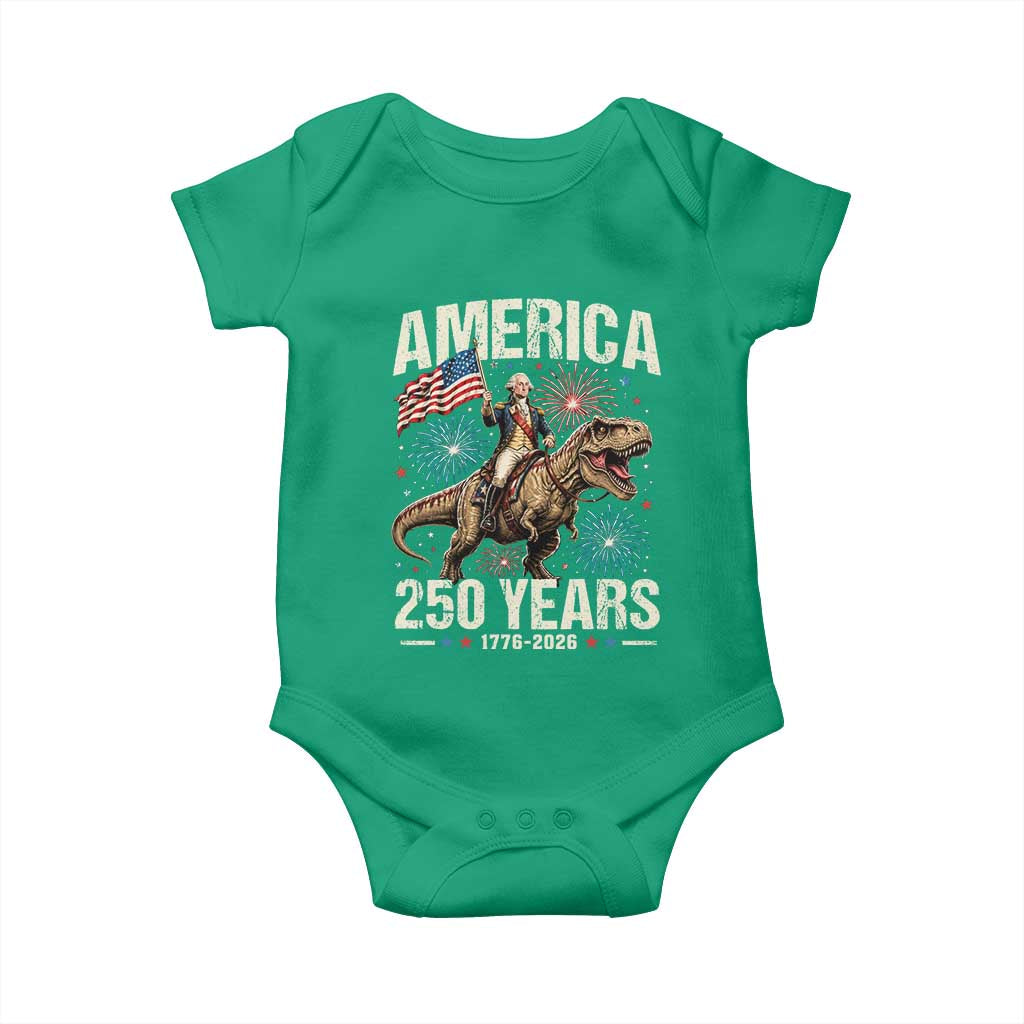 America 250 Years George Washington Riding Tyrannosaurus Rex Baby Onesie TS11 Irish Green Print Your Wear