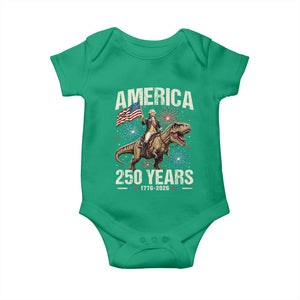 America 250 Years George Washington Riding Tyrannosaurus Rex Baby Onesie TS11 Irish Green Print Your Wear