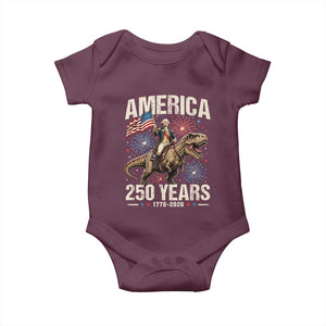 America 250 Years George Washington Riding Tyrannosaurus Rex Baby Onesie TS11 Maroon Print Your Wear