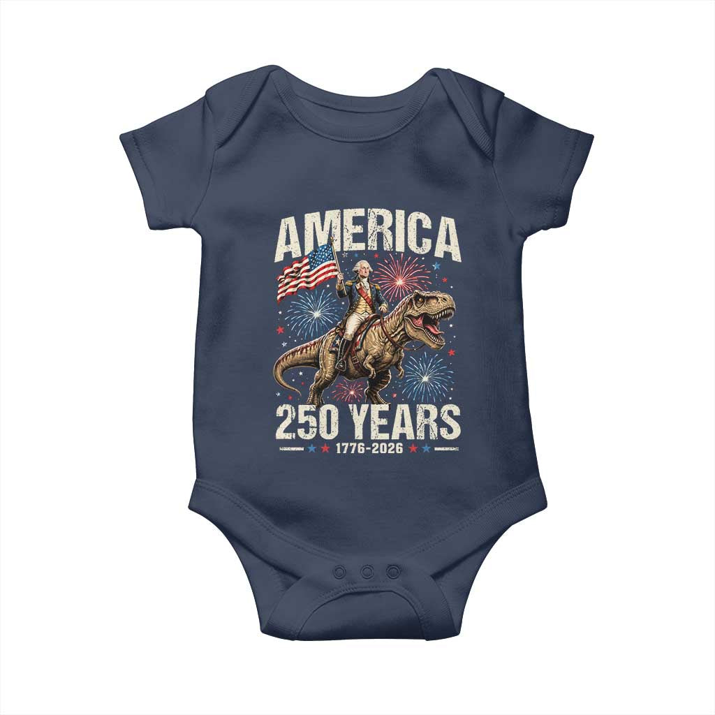 America 250 Years George Washington Riding Tyrannosaurus Rex Baby Onesie TS11 Navy Print Your Wear
