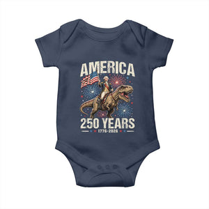 America 250 Years George Washington Riding Tyrannosaurus Rex Baby Onesie TS11 Navy Print Your Wear