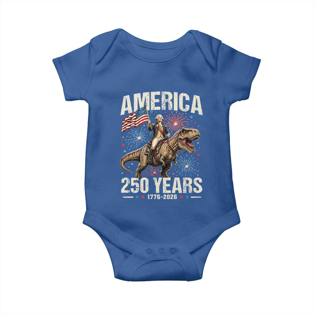 America 250 Years George Washington Riding Tyrannosaurus Rex Baby Onesie TS11 Royal Blue Print Your Wear
