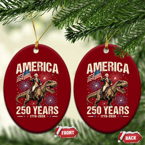 America 250 Years George Washington Riding Tyrannosaurus Rex Ceramic Ornament TS11 Print Your Wear