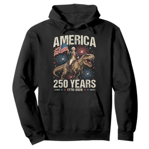 America 250 Years George Washington Riding Tyrannosaurus Rex Hoodie TS11 Black Print Your Wear