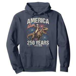 America 250 Years George Washington Riding Tyrannosaurus Rex Hoodie TS11 Navy Print Your Wear