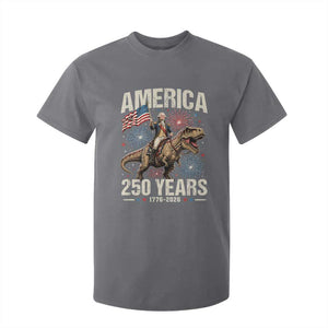 America 250 Years George Washington Riding Tyrannosaurus Rex T Shirt For Kid TS11 Charcoal Print Your Wear