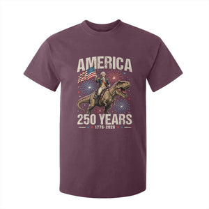 America 250 Years George Washington Riding Tyrannosaurus Rex T Shirt For Kid TS11 Maroon Print Your Wear