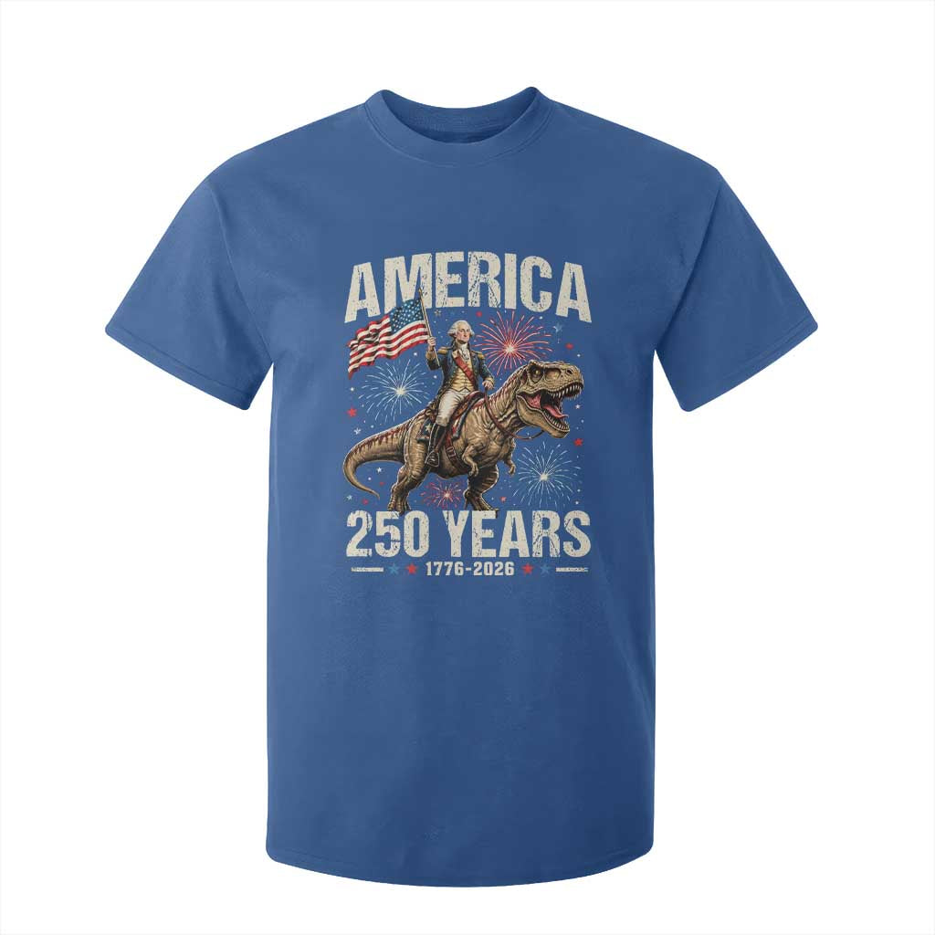 America 250 Years George Washington Riding Tyrannosaurus Rex T Shirt For Kid TS11 Royal Blue Print Your Wear