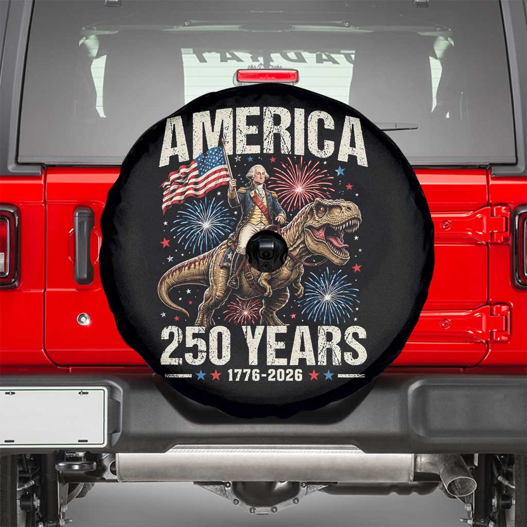 America 250 Years George Washington Riding Tyrannosaurus Rex Spare Tire Cover TS11 Black Print Your Wear