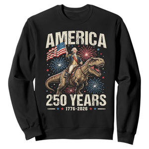America 250 Years George Washington Riding Tyrannosaurus Rex Sweatshirt TS11 Black Print Your Wear