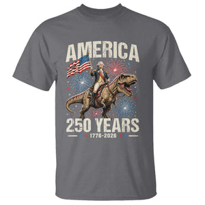 America 250 Years George Washington Riding Tyrannosaurus Rex T Shirt TS11 Charcoal Print Your Wear