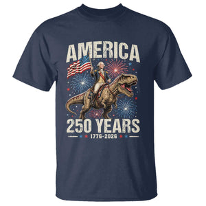 America 250 Years George Washington Riding Tyrannosaurus Rex T Shirt TS11 Navy Print Your Wear