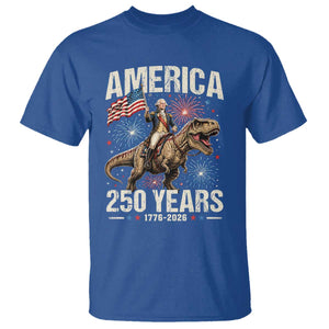America 250 Years George Washington Riding Tyrannosaurus Rex T Shirt TS11 Royal Blue Print Your Wear