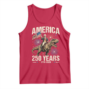 America 250 Years George Washington Riding Tyrannosaurus Rex Tank Top TS11 Red Print Your Wear
