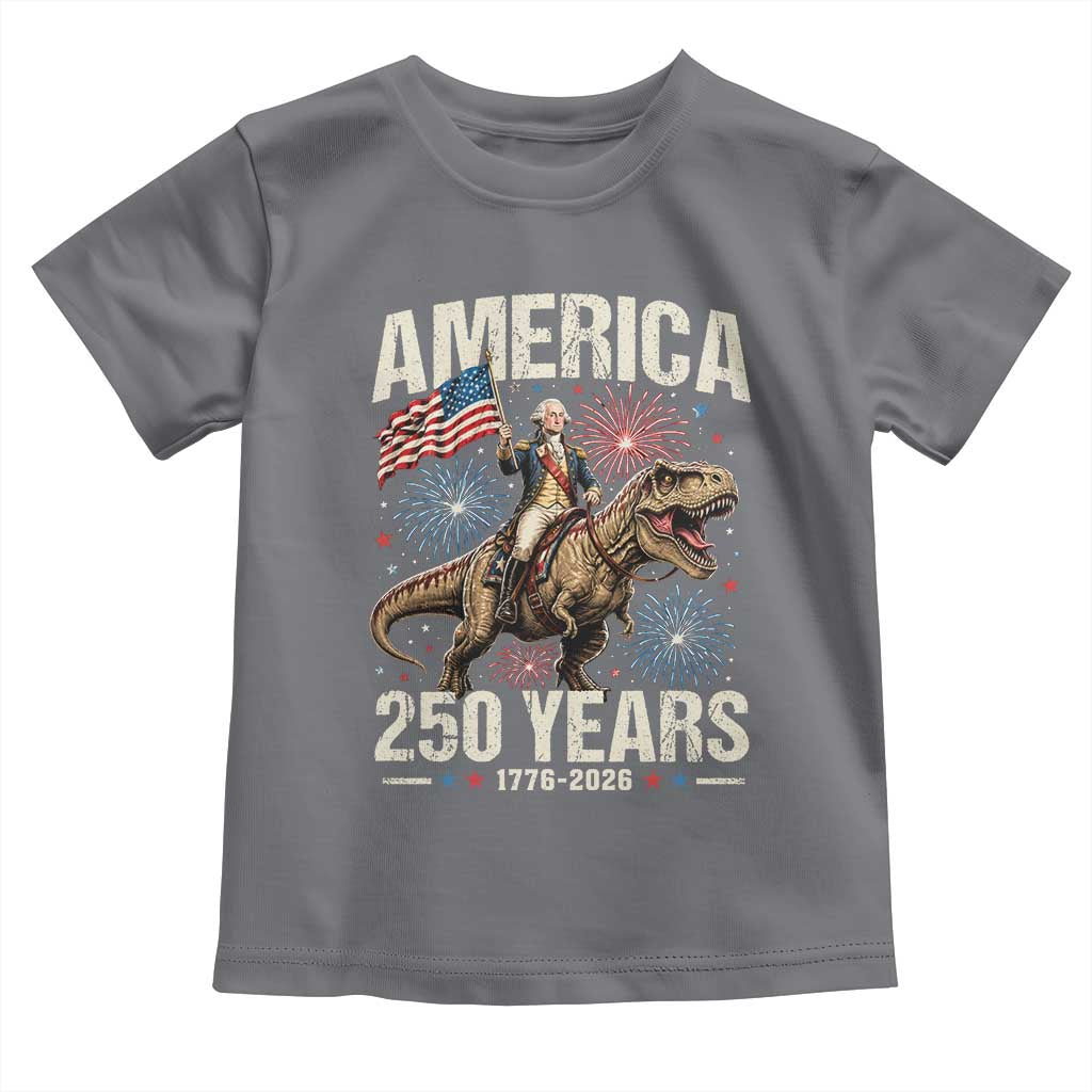 America 250 Years George Washington Riding Tyrannosaurus Rex Toddler T Shirt TS11 Charcoal Print Your Wear