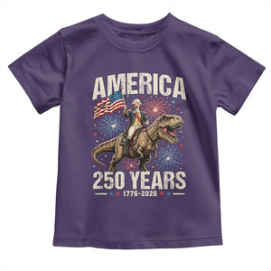 America 250 Years George Washington Riding Tyrannosaurus Rex Toddler T Shirt TS11 Purple Print Your Wear