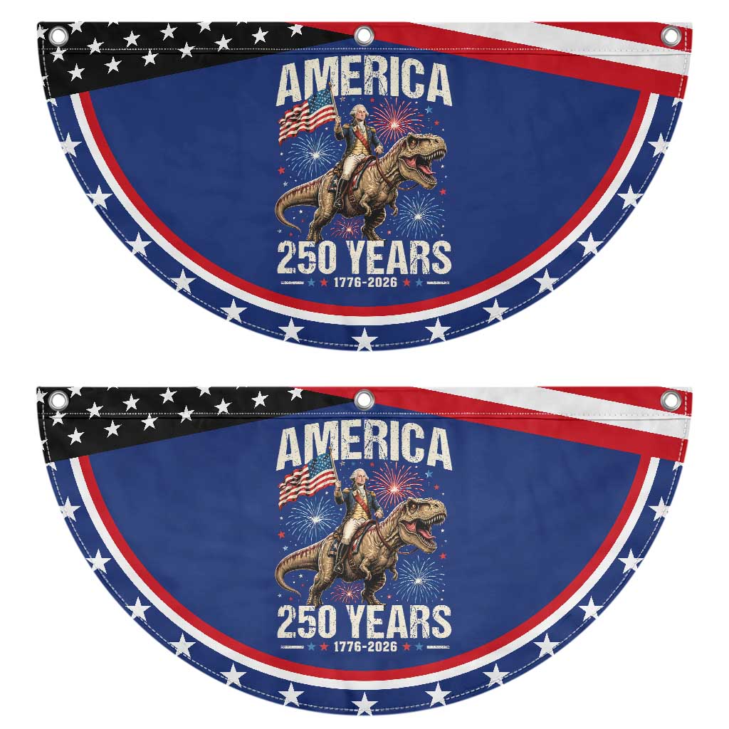 America 250 Years George Washington Riding Tyrannosaurus Rex Patriotic Fan Flag