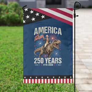 America 250 Years George Washington Riding Tyrannosaurus Rex Patriotic Garden Flag TS11 Classic Blue Black Print Your Wear