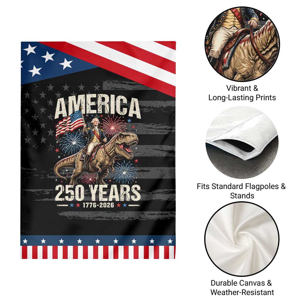 America 250 Years George Washington Riding Tyrannosaurus Rex Patriotic Garden Flag TS11 Print Your Wear