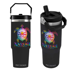 Nassau Bahamas Beach Vacation Flip Straw Tumbler Tie Dye Sea Turtle TS11 One Size: 30 oz Black Print Your Wear
