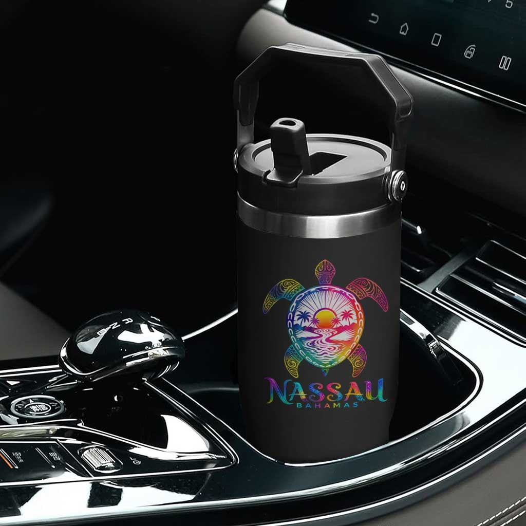 Nassau Bahamas Beach Vacation Flip Straw Tumbler Tie Dye Sea Turtle TS11 Print Your Wear
