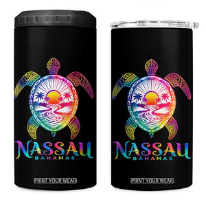 Nassau Bahamas Beach Vacation 4 in 1 Can Cooler Tumbler Tie Dye Sea Turtle TS11 One Size: 16 oz Black Print Your Wear