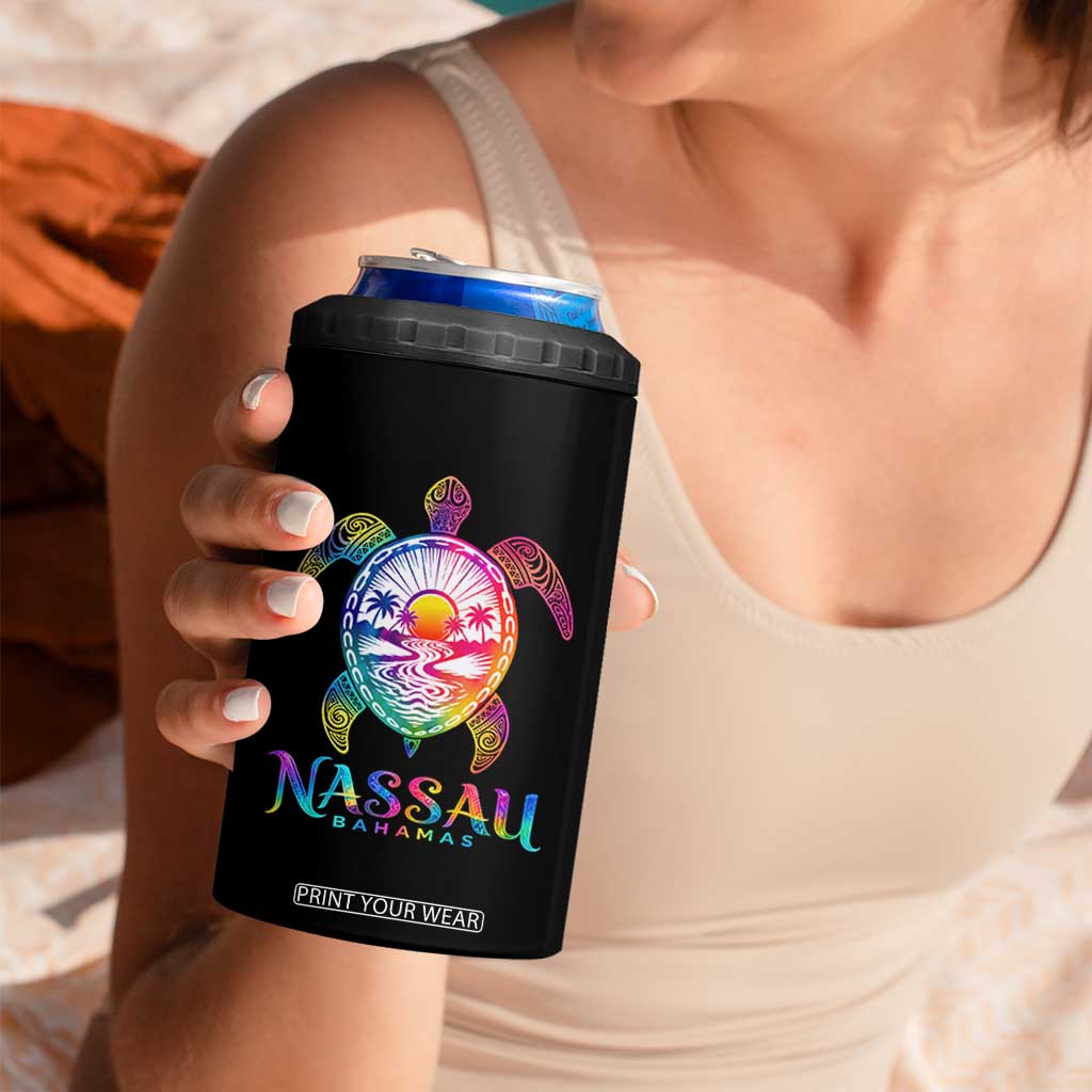 Nassau Bahamas Beach Vacation 4 in 1 Can Cooler Tumbler Tie Dye Sea Turtle TS11 Print Your Wear