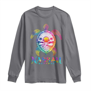 Nassau Bahamas Beach Vacation Long Sleeve Shirt Tie Dye Sea Turtle TS11 Charcoal Print Your Wear