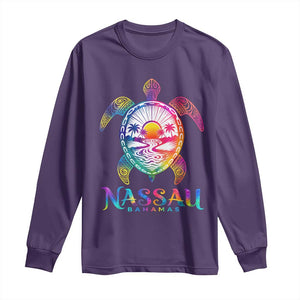 Nassau Bahamas Beach Vacation Long Sleeve Shirt Tie Dye Sea Turtle TS11 Purple Print Your Wear