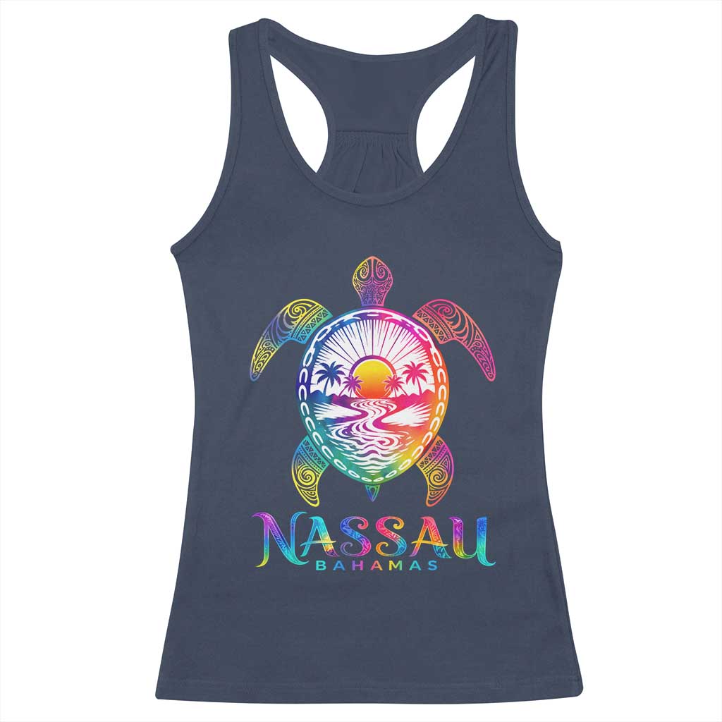Nassau Bahamas Beach Vacation Racerback Tank Top Tie Dye Sea Turtle TS11 Navy Print Your Wear