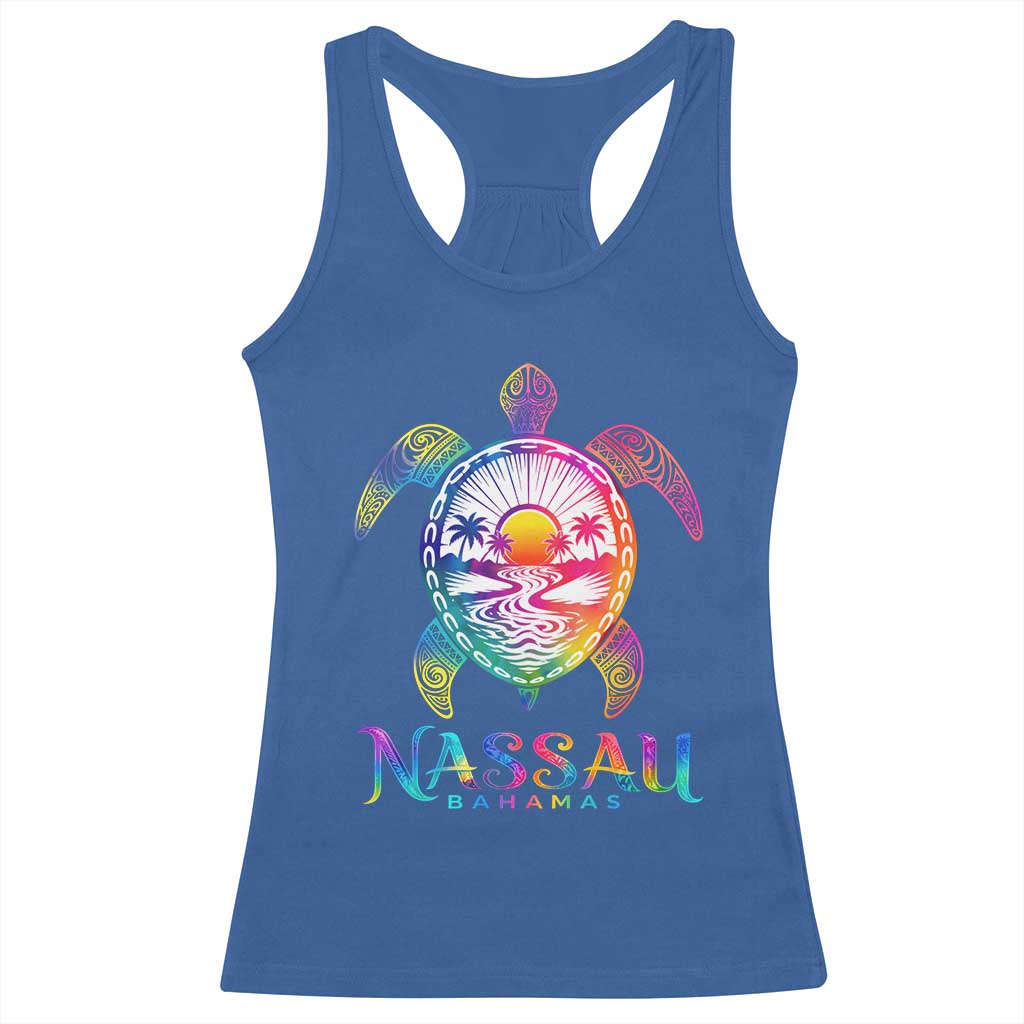 Nassau Bahamas Beach Vacation Racerback Tank Top Tie Dye Sea Turtle TS11 Royal Blue Print Your Wear