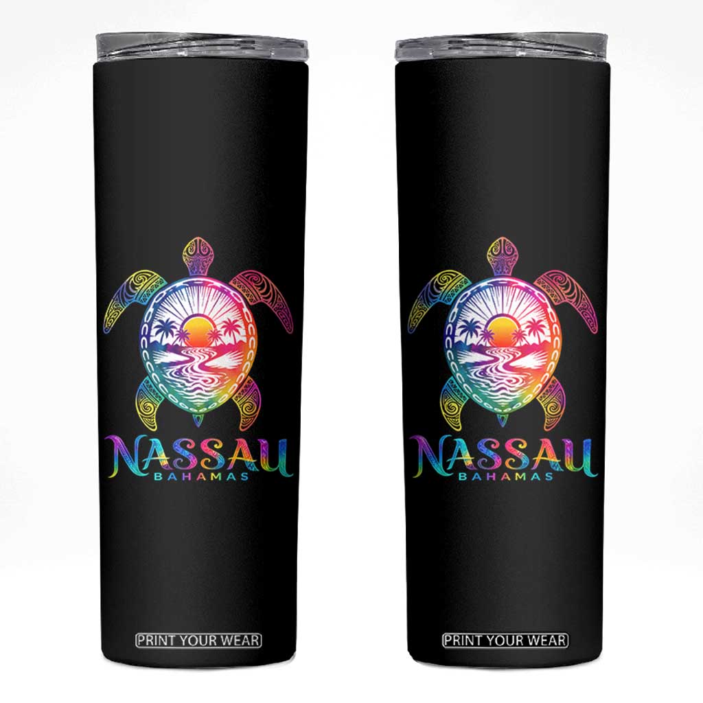 Nassau Bahamas Beach Vacation Skinny Tumbler Tie Dye Sea Turtle TS11 Black Print Your Wear