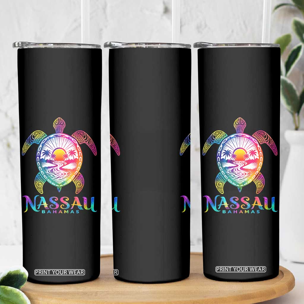 Nassau Bahamas Beach Vacation Skinny Tumbler Tie Dye Sea Turtle TS11 Print Your Wear
