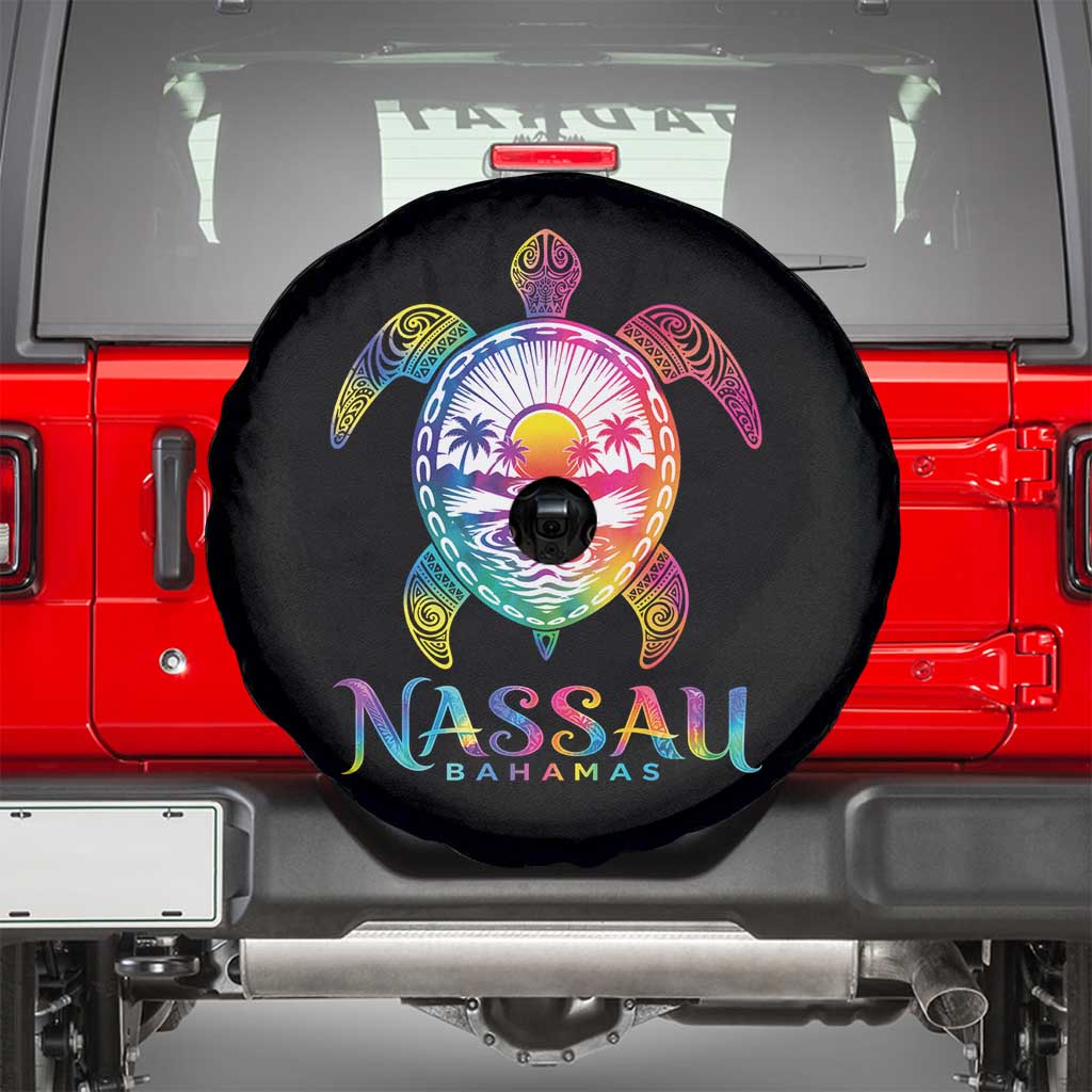 Nassau Bahamas Beach Vacation Spare Tire Cover Tie Dye Sea Turtle TS11 Black Print Your Wear