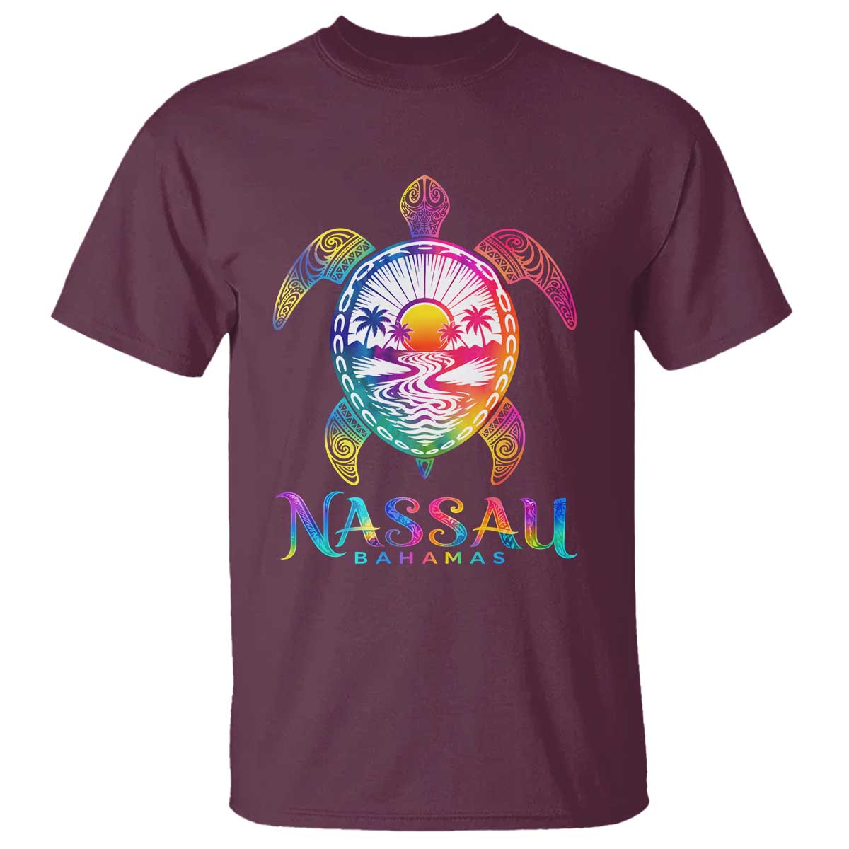 Nassau Bahamas Beach Vacation T Shirt Tie Dye Sea Turtle TS11 Maroon Print Your Wear