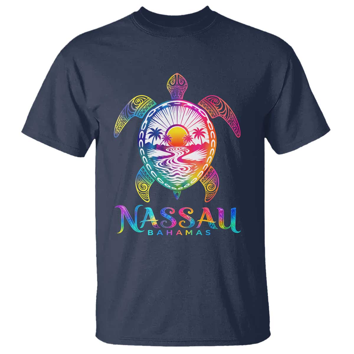 Nassau Bahamas Beach Vacation T Shirt Tie Dye Sea Turtle TS11 Navy Print Your Wear