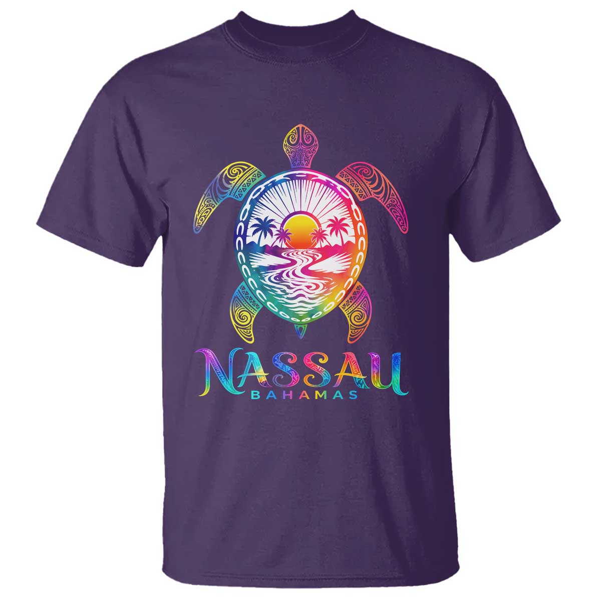 Nassau Bahamas Beach Vacation T Shirt Tie Dye Sea Turtle TS11 Purple Print Your Wear