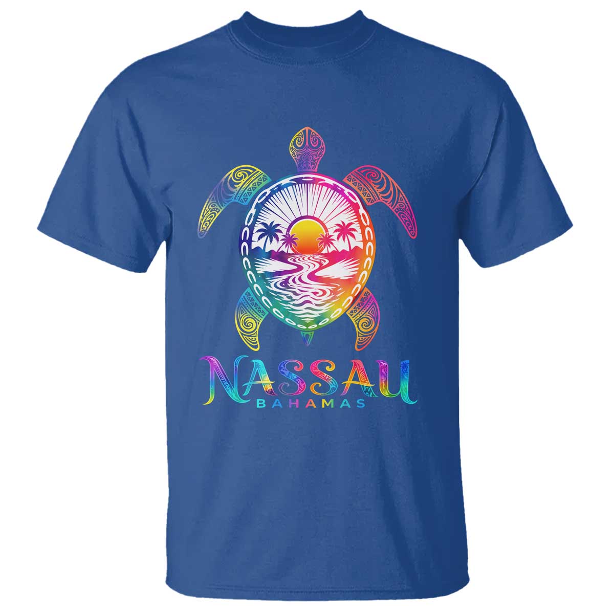 Nassau Bahamas Beach Vacation T Shirt Tie Dye Sea Turtle TS11 Royal Blue Print Your Wear