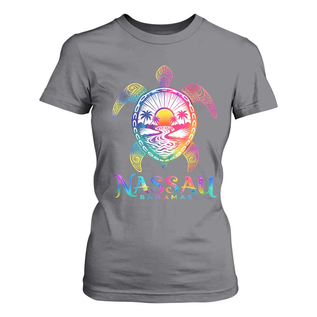 Nassau Bahamas Beach Vacation T Shirt For Women Tie Dye Sea Turtle TS11 Charcoal Print Your Wear