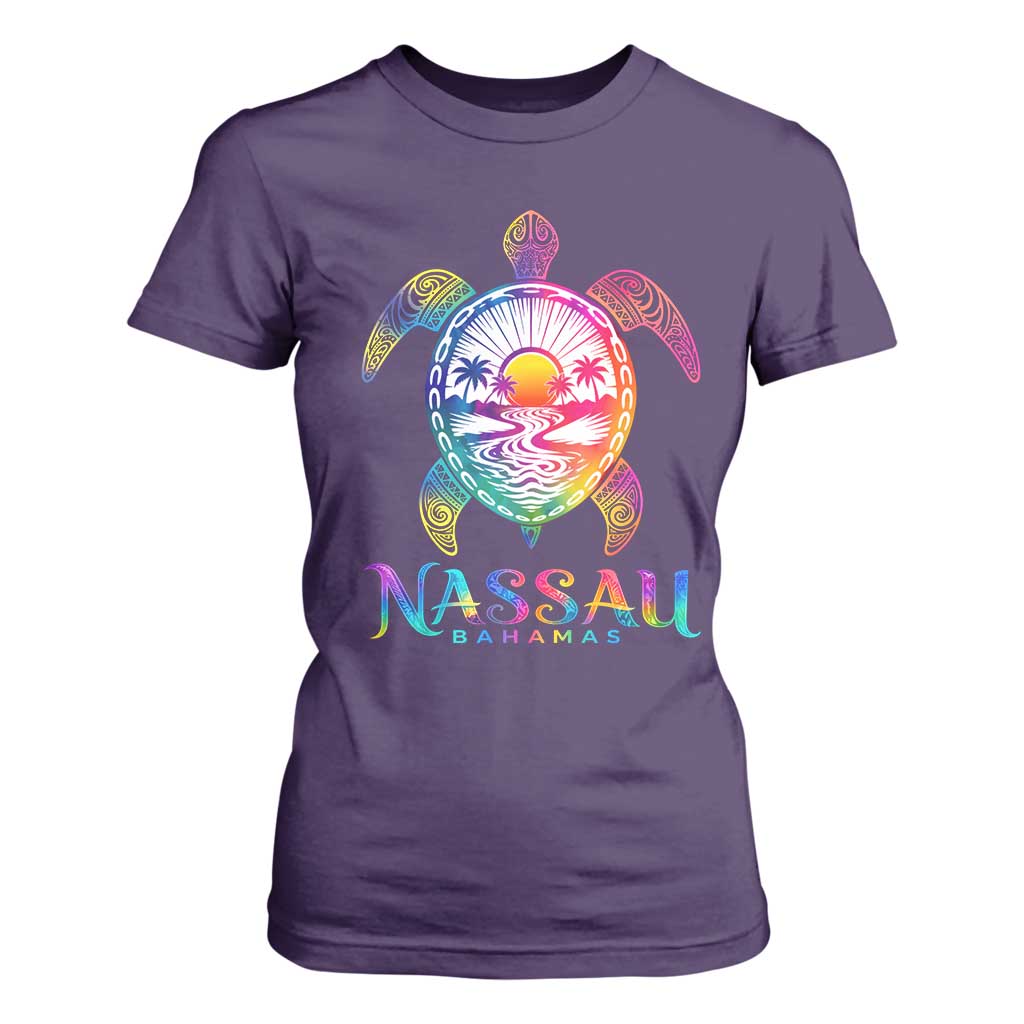 Nassau Bahamas Beach Vacation T Shirt For Women Tie Dye Sea Turtle TS11 Purple Print Your Wear