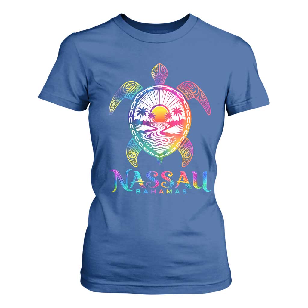 Nassau Bahamas Beach Vacation T Shirt For Women Tie Dye Sea Turtle TS11 Royal Blue Print Your Wear